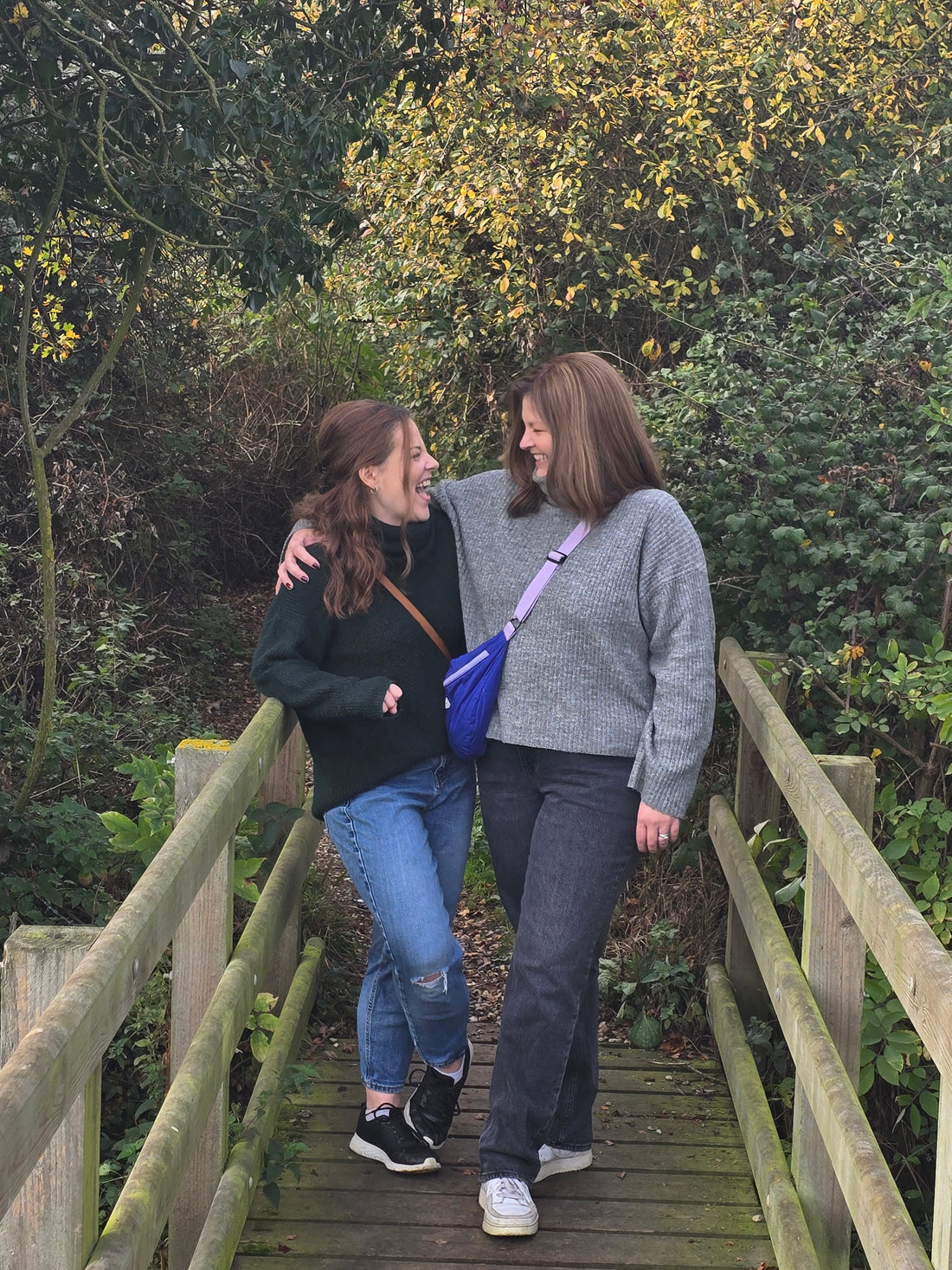two sisters laughing together